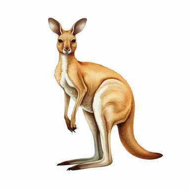 Kangaroo, crisp edges, clipart, white background