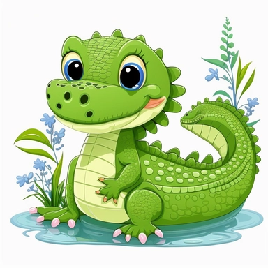 cute baby alligator clipart