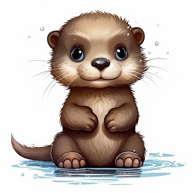 clipart with white background, a cute baby see otter, clearly defined separate image, high quality--ar3:4-no mockups, watermarks, numbers, writing, letters--q2--v5.1--s1000