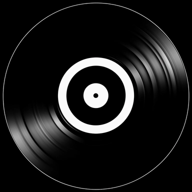 black and white clipart of a vynil disk on black background cartoonish style