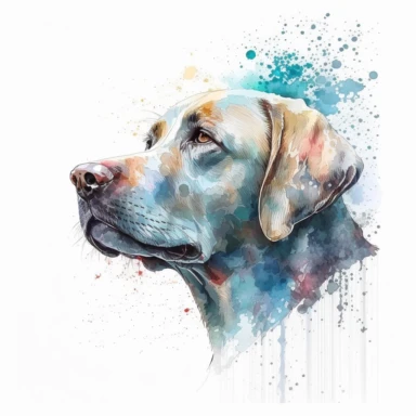 Labrador Retriever head Watercolor Clipart, drip effect, clean white background, 16K Colors, clean white background