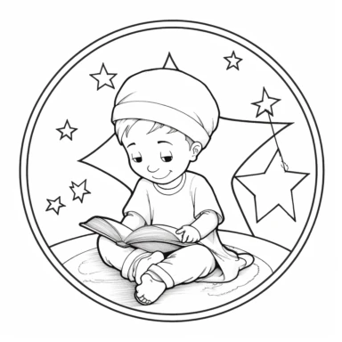 fun islamic drawings, muslim, clipart images, children play book, easy to colour, brief and simple, thick lines, no shading, islam, moon, strars