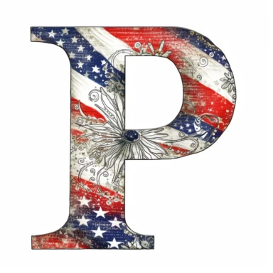 letter P, 4th July, American holiday, clipart, white background