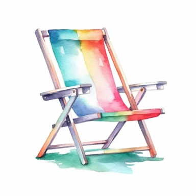 Summer Lawn Chair cliparts, watercolor, Minimalist, isolated white background, 8k