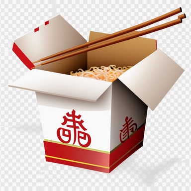 opened chinese food box clipart icon clipart transparent background bright chopsticks in box narrow box colorfull white box red text