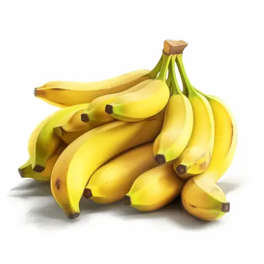 bunch of bananas, illustration vector image, clipart, digital drawing, soft edges and blurred details, cute colorful, realistic super details, white background, object complete display, screen without watermark, element, PNG, 8k--ar 1:1