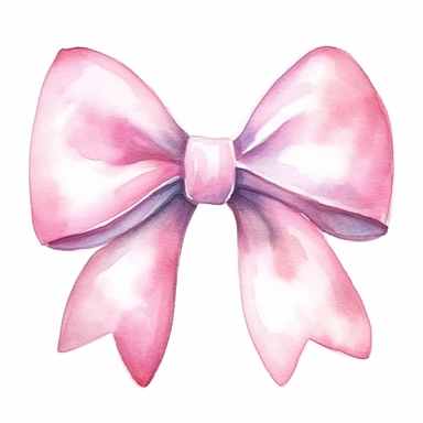 cut out on white background, clipart, light pink bow in the style of watercolor