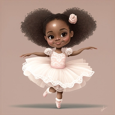 Happy Black Girl ballet dancer ,Cheerfull black girl clipart, Funny black girl , Humorous african american girl child png, Sweet clipart, A smiling Face ,Full body with legs , white lace dress , ribbions in hair , ballet daner pink tutu , on pointe , Highly detailed close-up portrait , standing , Nicoletta Ceccoli, Mark Ryden, lostfish, Earl Nor, global lighting, divine rays, detailed and intricate surroundings, sf, intricate artwork masterpiece, ominous, matte painting movie poster, blue ratio,
