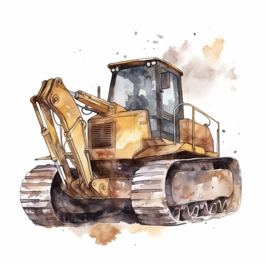 Construction Vehicle clipart on a white background, watercolor