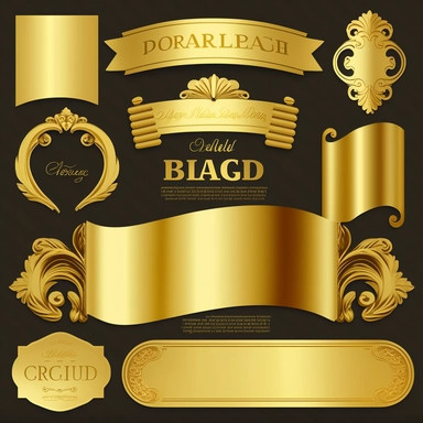 pure gold vector banners for writing on clipart svg