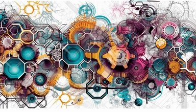 technological background with colorful hexagons and lines, in the style of white background, shaped canvas, light azure and dark amber, light gray and magenta, cybersteampunk Geometric vector shape graded blend filled, in the style of adonna khare, swirling psychedelic flourishes in electric circuit pattern white background, clipart