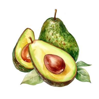 watercolor clipart of avocado