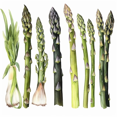 Clipart, Watercolor Asparagus, Solid white background, no background