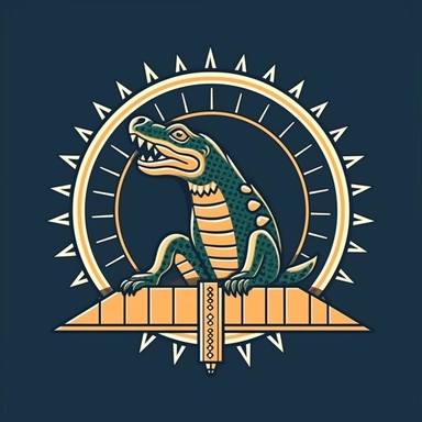 crocodile clipart showing crocodile holding sun within his tail coiled up Egyptian aesthetic emblem logo vector RGB using inspiration from
