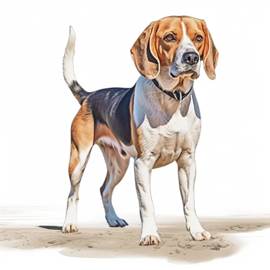 realistic Beagle dog standing on the beach clipart , white background