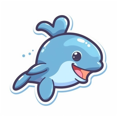 Cute Cartoon Dolphin Sticker, water, illustration, funny, clipart, simple, high quality