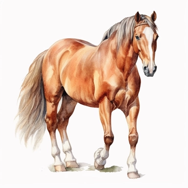 watercolour horse beautifully detailed perfect realistic facial features realistic horse four perfect legs and hooves beautiful perfectly detailed hackney horse png image,high resolution,300dpi,graphic clipart,computer graphics