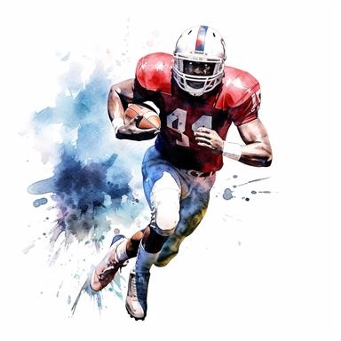 Award winning hyper detail watercolour, football player, white background, clipart