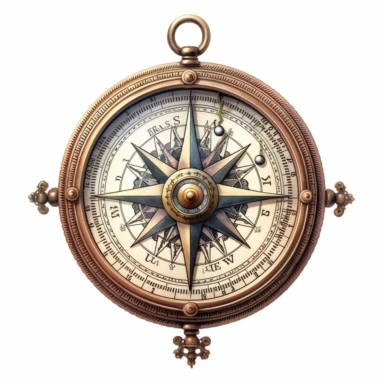 a clipart of a vintage compass from the early 20th century in the style of realism with no elements, , luis ricardo falero, highly detailed illustrations, 32k uhd, white background