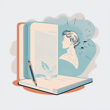 author writing book, figma vector clipart, light blue,