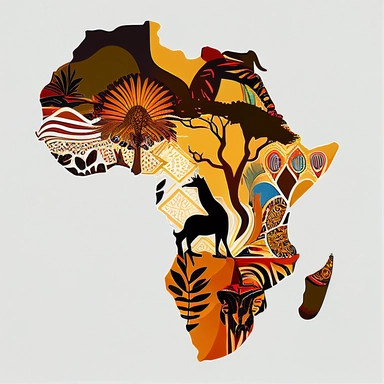 Africa continent tribal art map concept, vector art, vector clipart ar 3:2 q 3 v 4