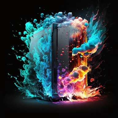 aggressive gaming pc colorful led flames stardust clipart