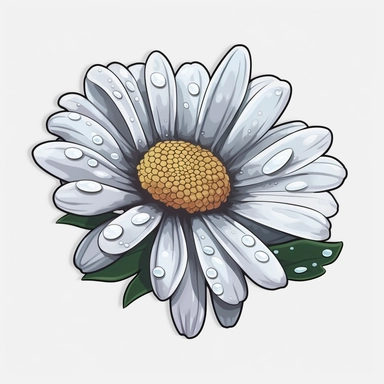 Isometric Sticker Clip Art of daisy flower, children friendly, illustrated in a botanic and playful and realistic style, perfect for any special occasion, cut out in the shape of daisy flower, with no visible background, giving it the appearance of a sticker, conveying a mystical and whimsical mood, edited with Adobe Photoshop to adjust brightness and contrast, rendered as a transparent PNG file with a high resolution to ensure a crisp and clear image with no pixelation, suitable for various app