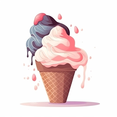 A cartoon illustration style clipart ice cream with white background ar 2:1