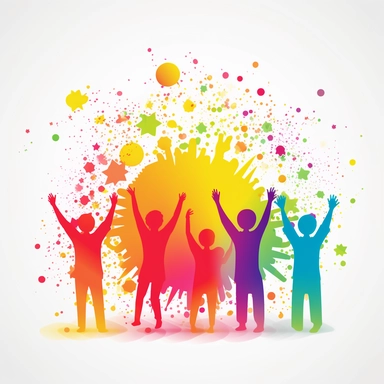 Design an uplifting clip art-style sticker featuring a group of friends volunteering together at a community event. Capture their sense of accomplishment and pride as they work together to make a positive impact. Use vibrant colors and purposeful lines to emphasize the joy of helping others and the value of friendship in achieving common goals, celebrating the power of unity and compassion.