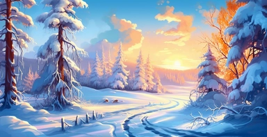 Adorable Winter scene, clipart, precision painting, vivid colours, white background, I can’t believe how beautiful this is