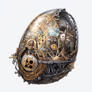 Easter, black egg, steampunk ornamental, only one item, picnic, clipart, white background, watercolor, hyper-realistic, high detail, white background