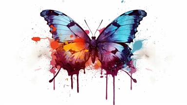 one butterfly colorful on a white background, in the style of florian nicolle, realistic clipart, serge marshennikov, orange, fantastical creatures, sky-blue and maroon, conceptual painting, no watermark, text,,professional lighting,cinematic lighting, long shadows, saturated contrast, hyperdetailed,32k,v--5.0
