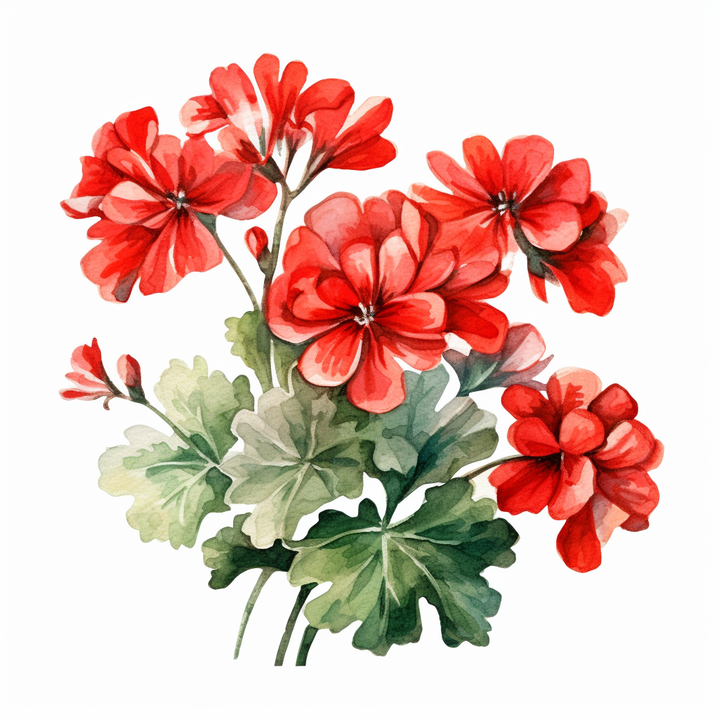 watercolour clipart of a bunch of geraniums, vector, white background ...