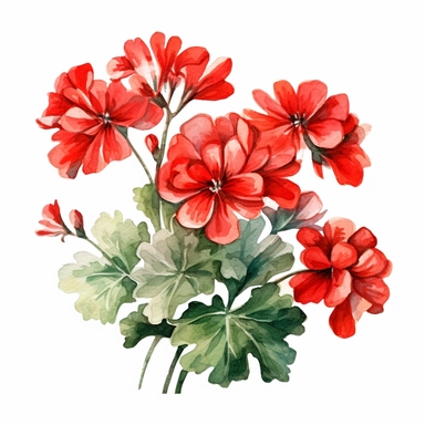 watercolour clipart of a bunch of geraniums, vector, white background