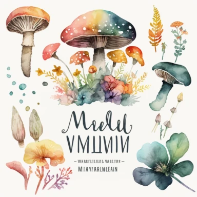 watercolor wild mushroom clipart