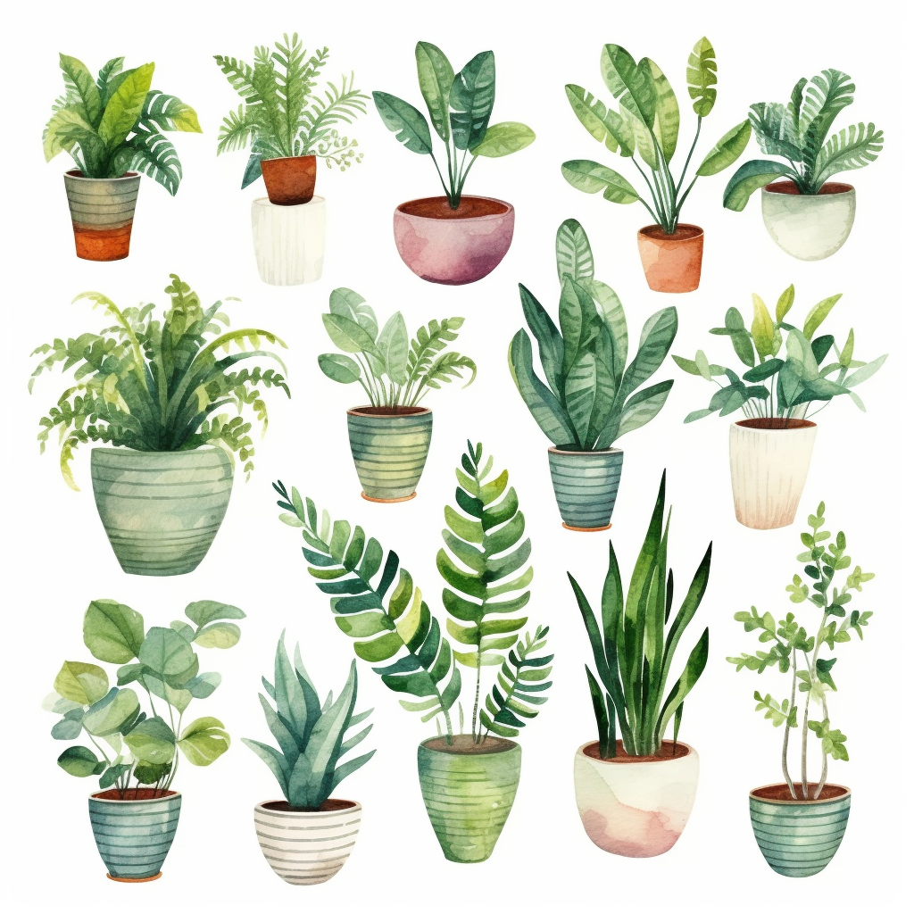 Watercolor House Plants Clipart. Indoor Plants Elements. Monstera ...