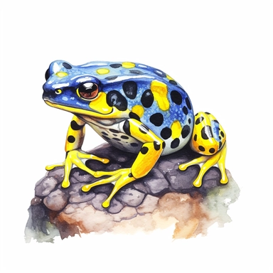 a poison dart frog, clipart, watercolor, white background