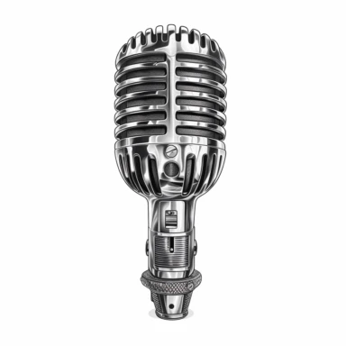 radio microphone, clip art style, black and white, frontal view