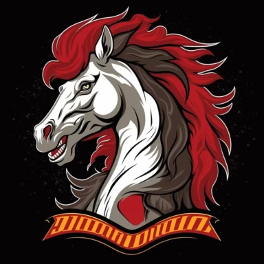 school mascot, clipart, 2d ,mustang horse , vector image, shirt mock up