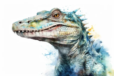 Watercolor, Crocodile Monitor Reptile, clipart, hd, on a white background, spaced out