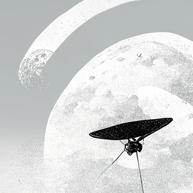 aerial in space, spaceship satellite, antenna, icon, black and white, clipart