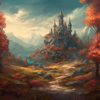 realistic clipart of enchanted curse landscape, digital painting