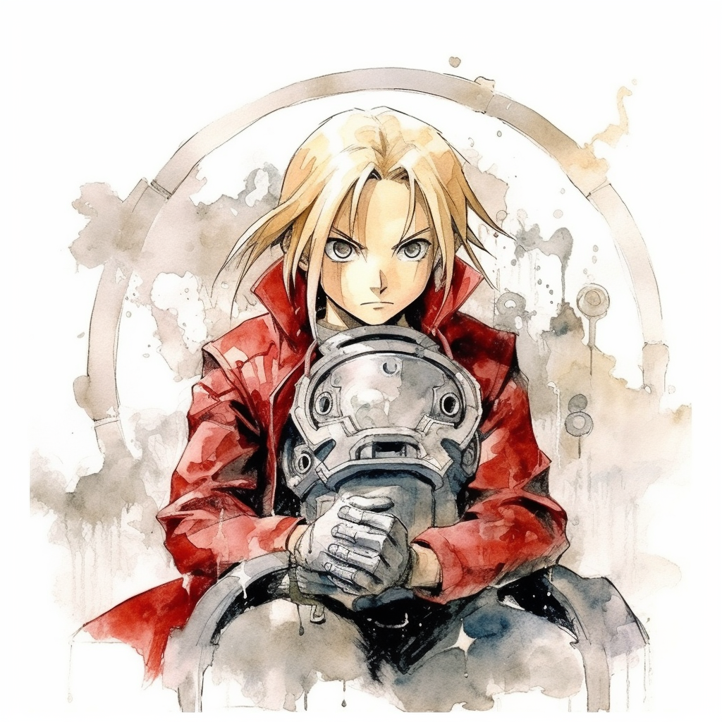 Watercolor fullmetal alchemist brotherhood, high quality, high details ...