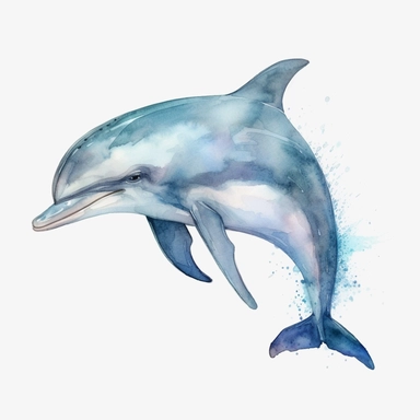 watercolor happy dolphin clipart, blue whale clipart , original hand drawing, style of the artwork, mood of the artwork, white background, 8K quality, ultra detailed , clipart, white background, High Quality, ultra detailed