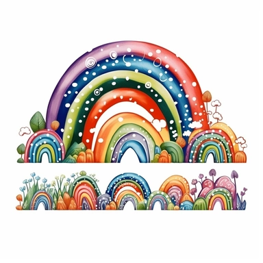 rainbow element illustration in scandinavian style, hand draw Illustration clipart, 4K, extremely detailed, Sublimation Clipart ,Cartoon,hyper realistic, intricate detail, illustration style,high solution,on the white background