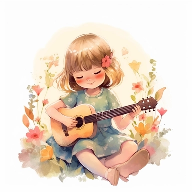 taylor swift, folk art, watercolor, clipart elements, kawaii, white background