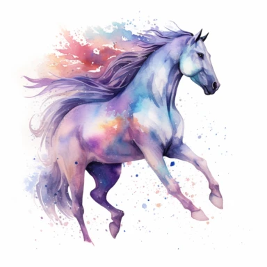 Watercolour Magic Mystical realistic horse clipart horse, stars, planets, dreamu clipart,trippy, white background--v 5.1