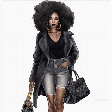 Queen Beautiful Black Girl Magic Melanin Black Woman Afro Fashion girl African American clipart white suit girl clipart, Black woman png, Fashion clipart girl, Boss lady clipart, Black girl clipart, Black women clipart a beautiful black woman, smile,black purse clipart, heels clipart, 2020s fashion