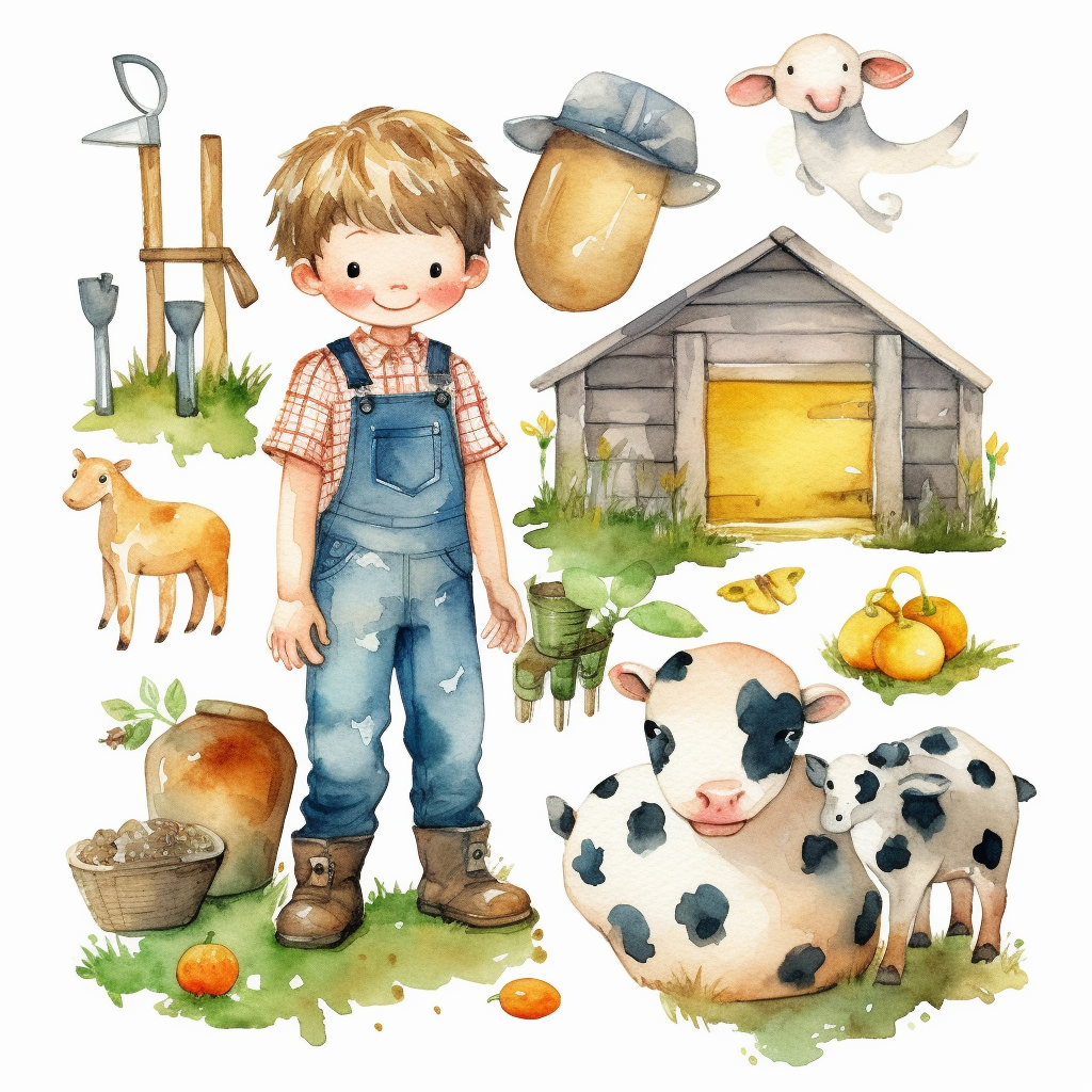 boy farming cliparts
