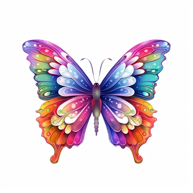 Cute Beautiful rainbow Butterfly Sublimation Clipart,Cartoon, hyper realistic, intricate detail, illustration style,high solution,on the white background